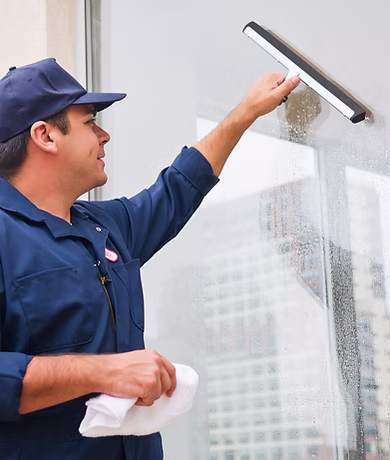 Cleaner polishing a window